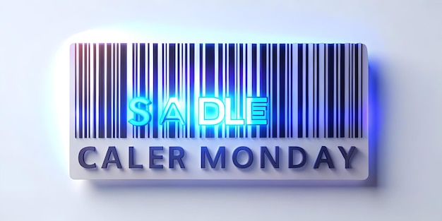 3D Isolated Barcode with Glowing Sale Price for Cyber Monday Deals Minimalistic Design Perfect for