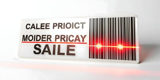 Photo 3d isolated barcode with glowing sale price for cyber monday deals minimalistic design on white ba