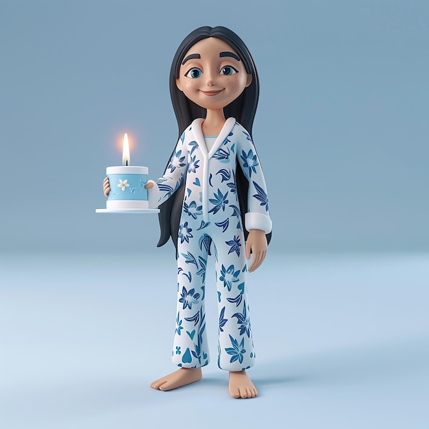 3D Isolated Female in Pyjamas