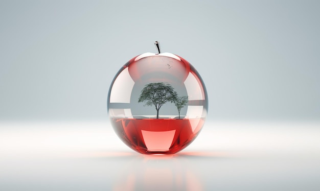 3D Isolated Glass transperent Apple