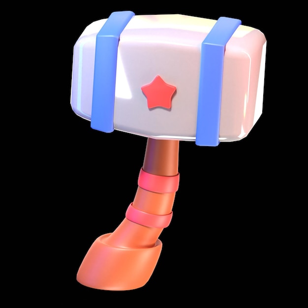 3D ISOLATED ICON ILLUSTRATION GAME WEAPON HAMMER