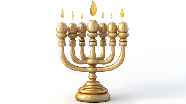 3D Isolated Menorah and Dreidel Combination Icon on White Background for Infographics Symbolic Ele