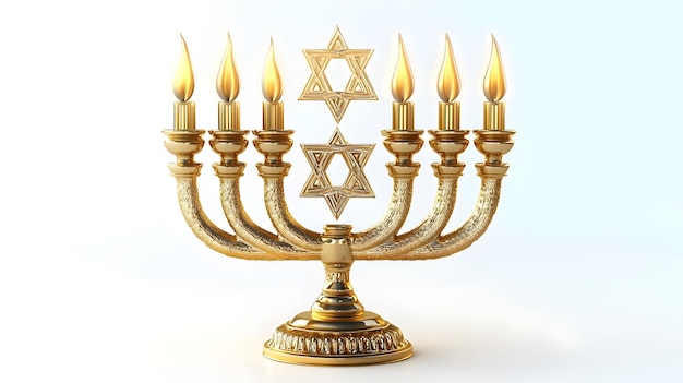 3D Isolated Menorah and Star of David Icon on White Background Perfect for Hanukkah Infographics and