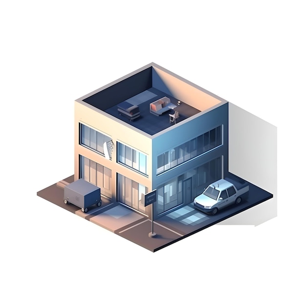 3d isometric city building Vector illustration of a city building