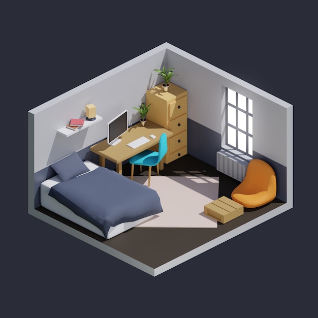 3d isometric living room work