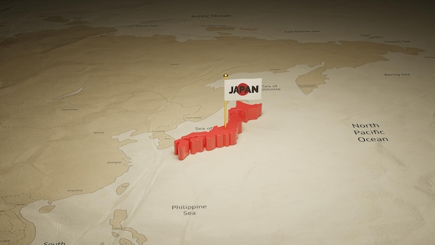 3d isometric map of Japan with copy space