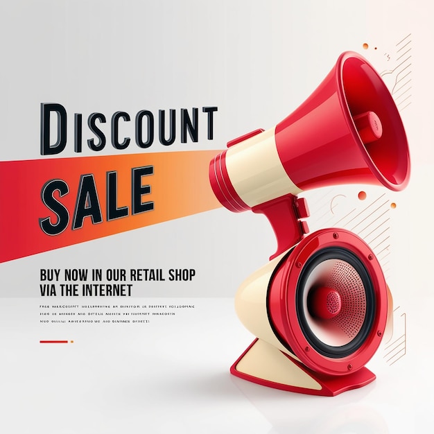 Photo 3d isometric megaphone discount sale online shopping concept