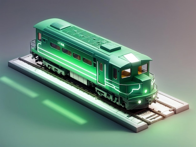 3d isometric train isolated on gradient white background generative ai