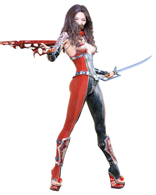 3D japanese assassin woman render