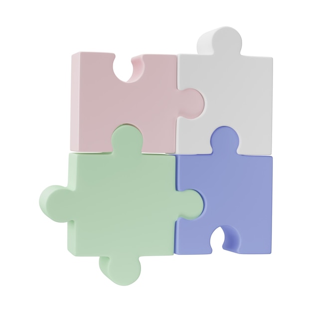 3D jigsaw puzzle pieces isolated on transparent background Problemsolving business connecting cooperation partnership concept