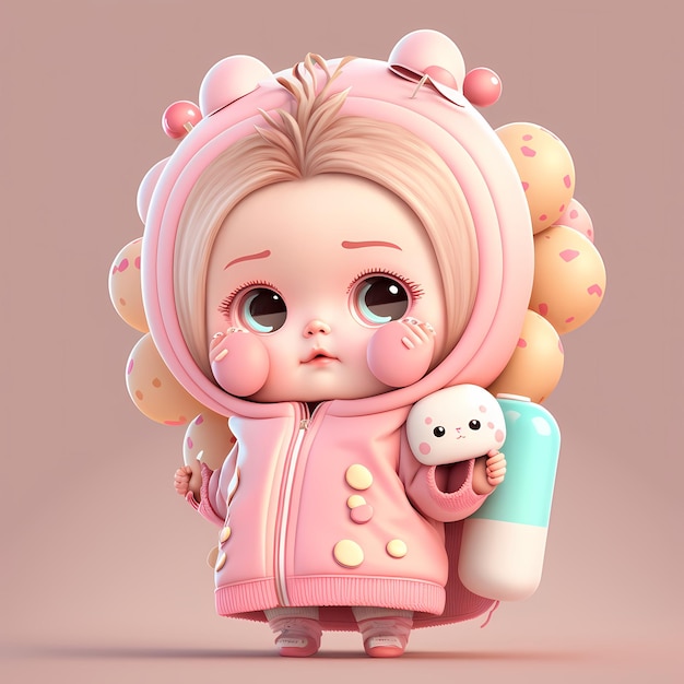 3D kawaii design character adorable and cute Illustration