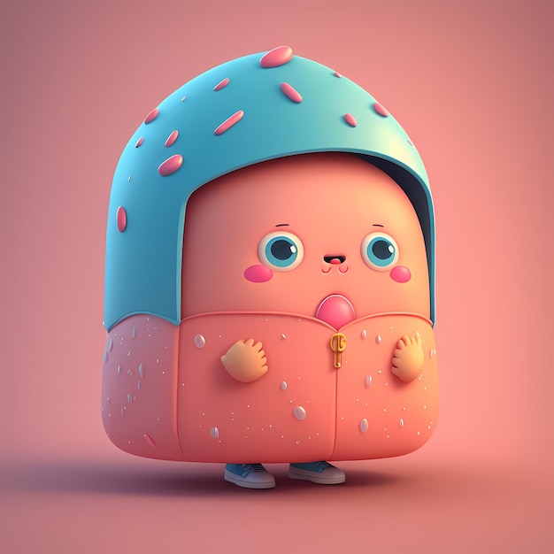 3D kawaii design character adorable and cute Illustration