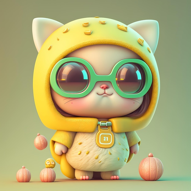 3D kawaii design character adorable and cute Illustration