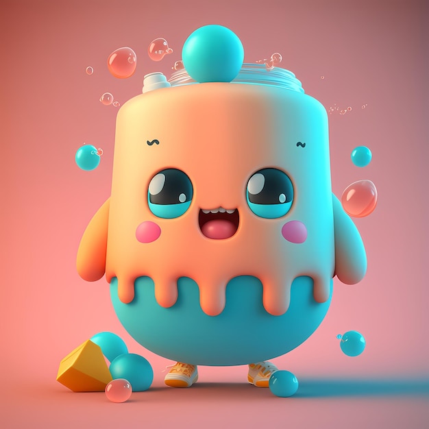 3D kawaii design character adorable and cute Illustration