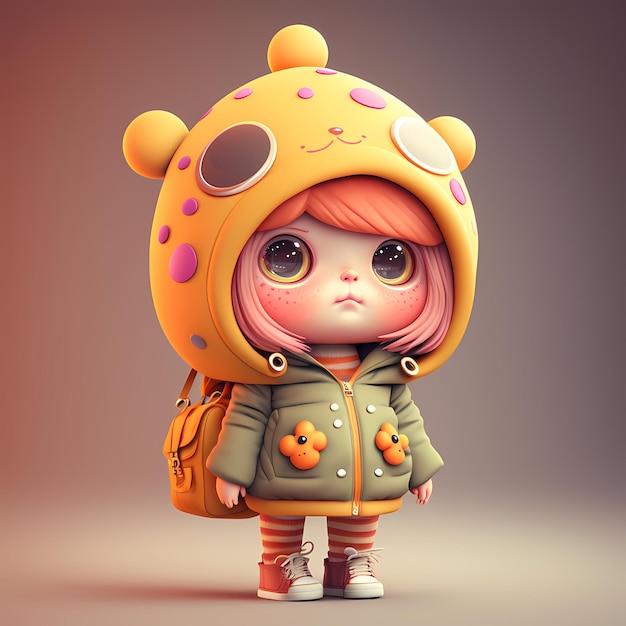 3D kawaii design character adorable and cute Illustration