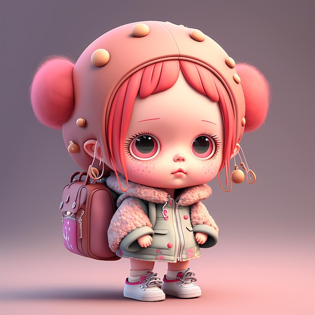 3D kawaii design character adorable and cute Illustration