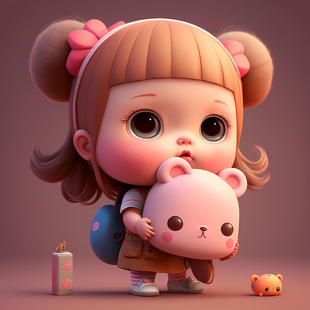 3D kawaii design character adorable and cute Illustration