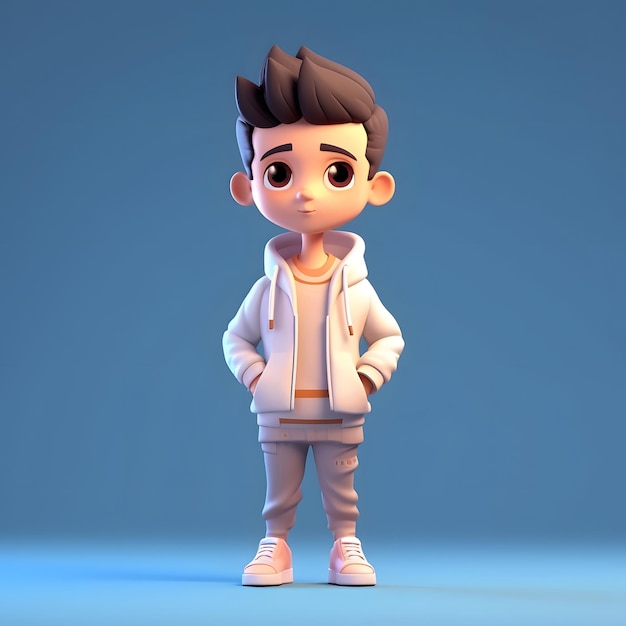 3d kid wearing sportswear 3d cartoon character sports material