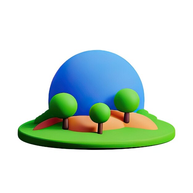 3D landscape icon illustration