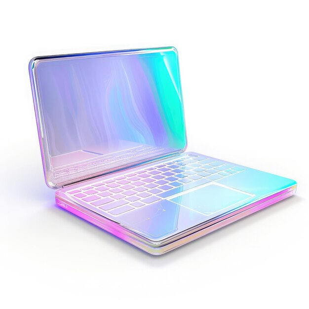 Photo 3d laptop icon on white background