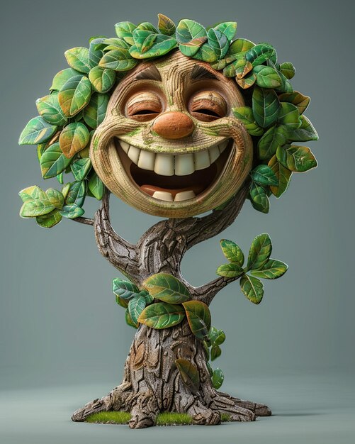 Photo a 3d laughing tree character