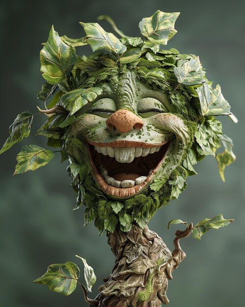 Photo a 3d laughing tree character