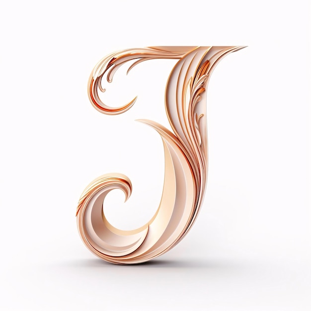 3d Letter J in the form of curls 3d rendering