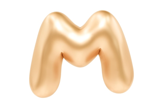 3D Letter M made of realistic helium golden balloon Premium 3d illustration