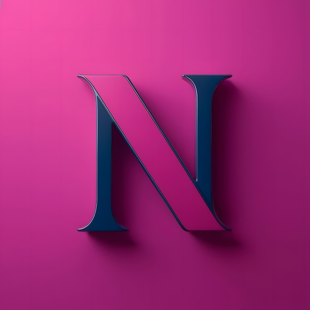 Photo 3d letter n with a matte finish in solid color background generated by ai