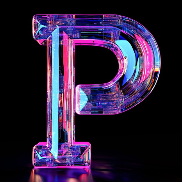 3d letter P with neon colors