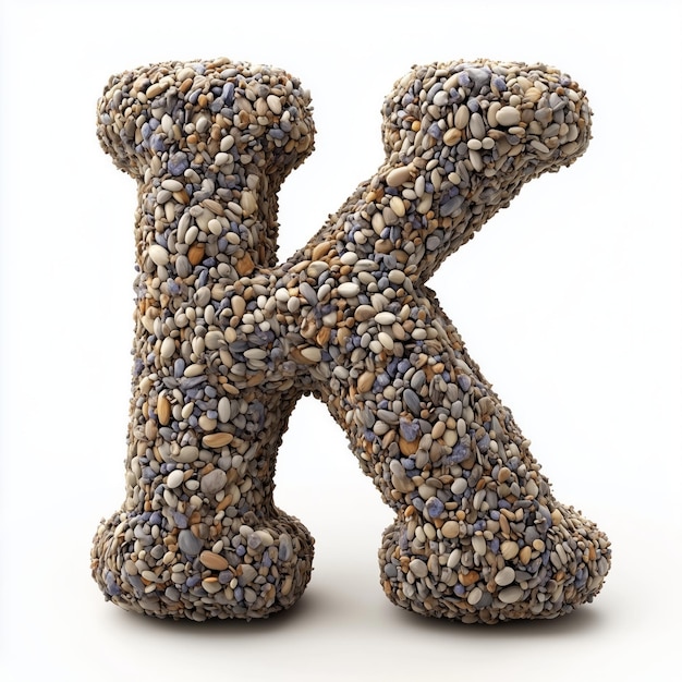 Photo a 3d letter quotkquot made from pebbles