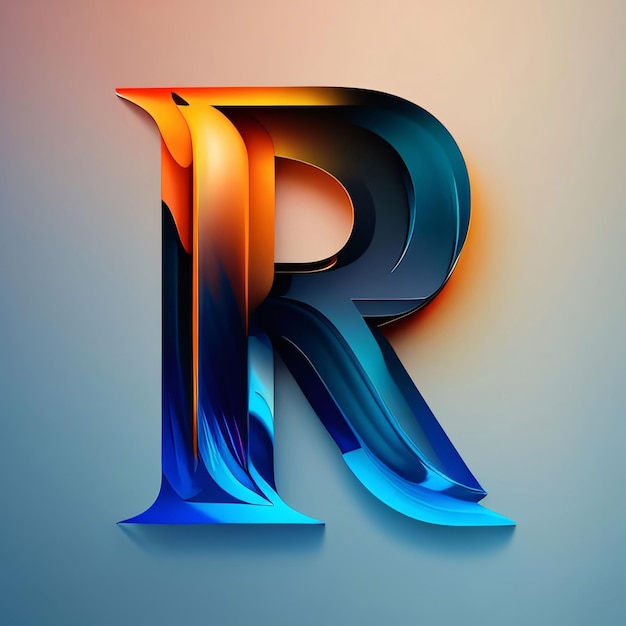 3D Letter R in 3D Style Glossy Letter Design