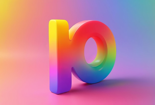 3d letter in rainbow colors on solid rainbow colors background