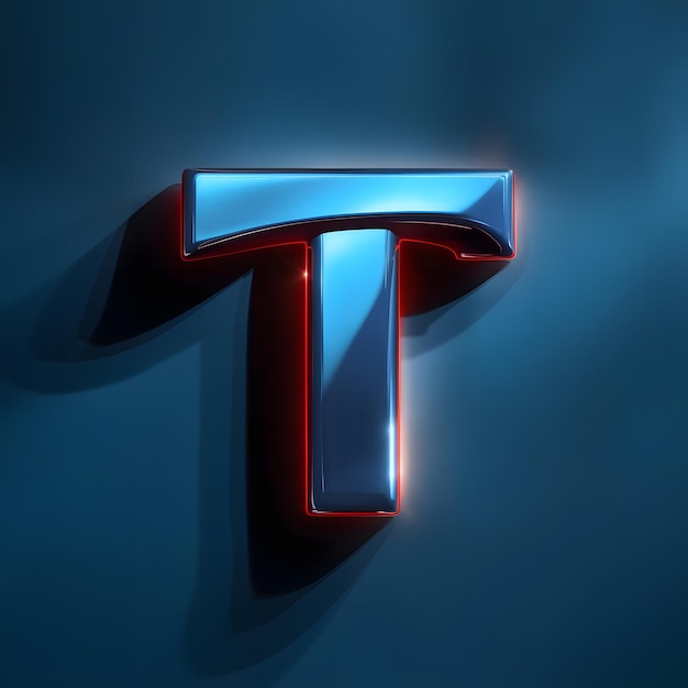 Photo 3d letter t with a bold glossy finish in a vibrant black solid background generative by ai