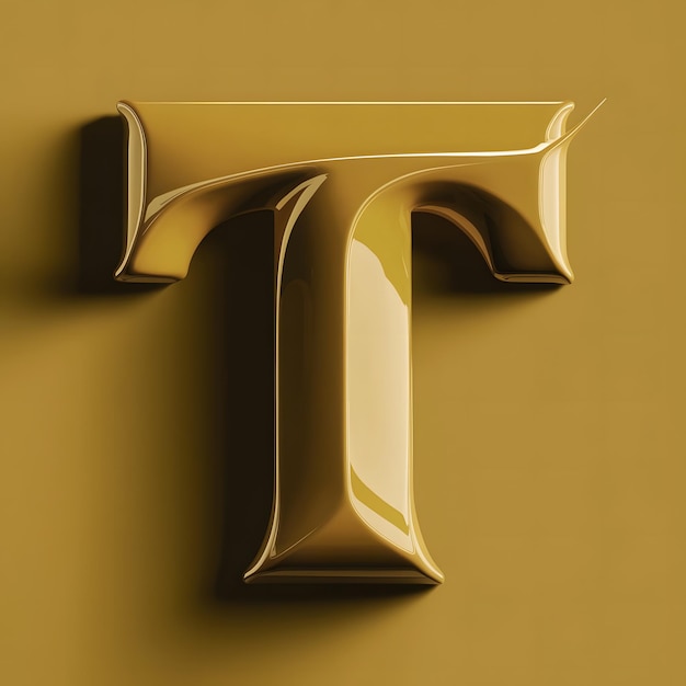 3D letter T with a bold glossy finish in a vibrant black solid background Generative by Ai