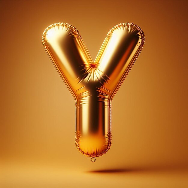 3d letter Y made of realistic helium golden balloon premium 3d illustration