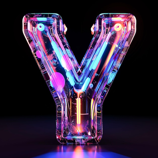 3d letter Y with neon colors