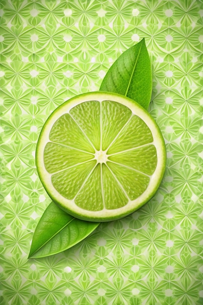 Photo 3d lime slice green illustration lemon isolated half fruit lime