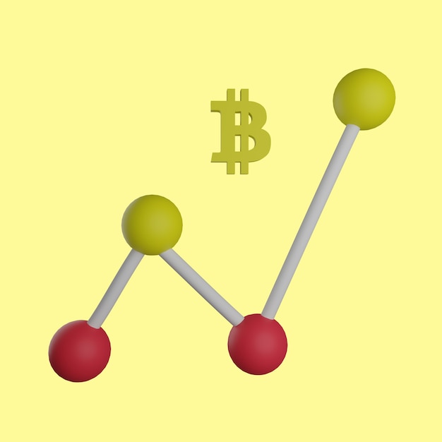 3d line chart bitcoin in yellow background