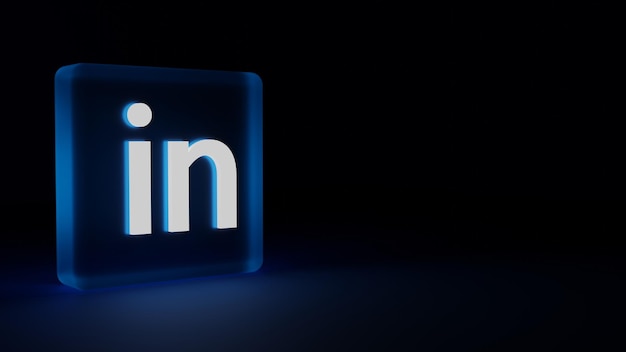 3d LinkedIn application logo presentation