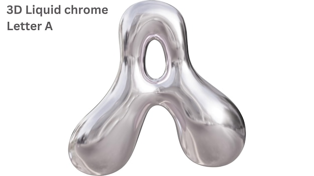 Photo 3d liquid chrome letter a