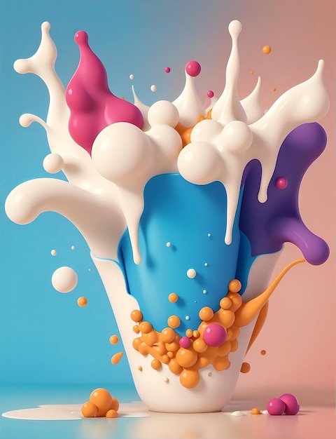 3d liquid posters with abstract shapes splash