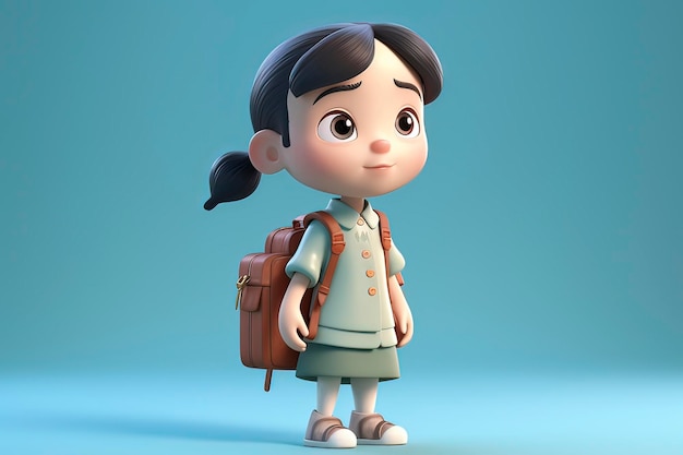 3D little boy carrying a backpack to school AI technology generated image