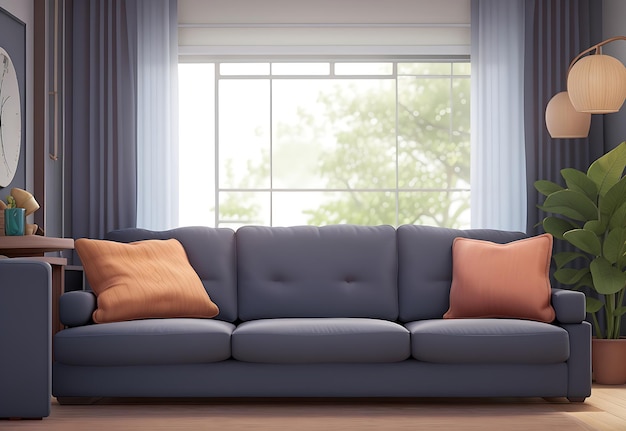 3D living room Interior with sofa illustration