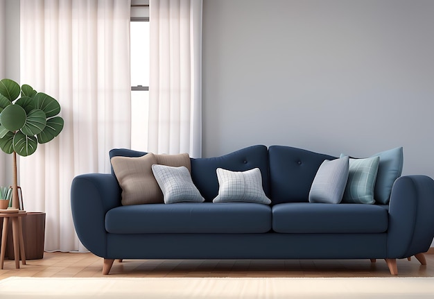 3D living room Interior with sofa illustration