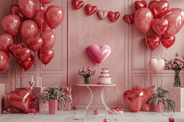 3D Lovethemed Birthday Banner with High Detail and Realism