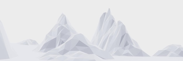 3D low polygon ice mountain Glacial landform Ice terrain