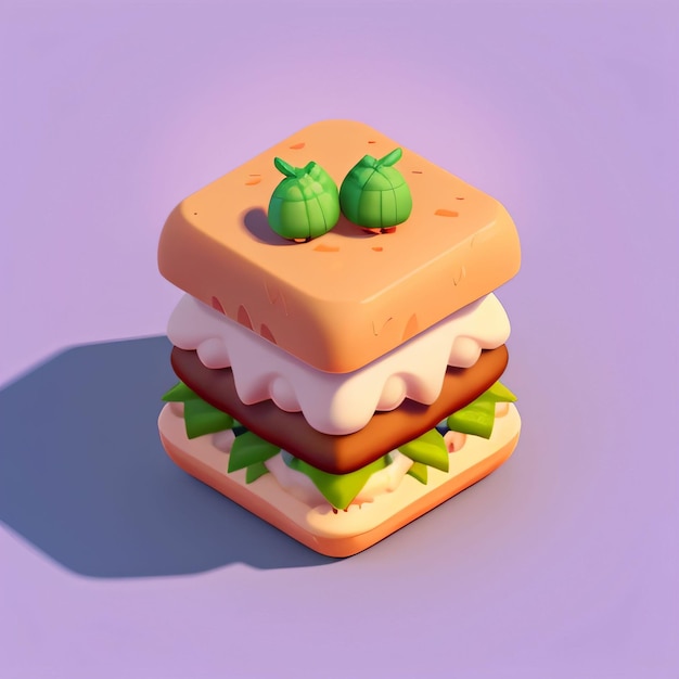 3D Lowpoly figure of food