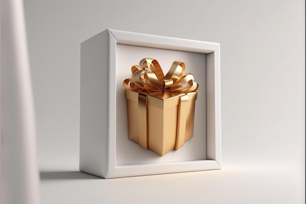 3d luxury gift box in frame,AI-generated artwork