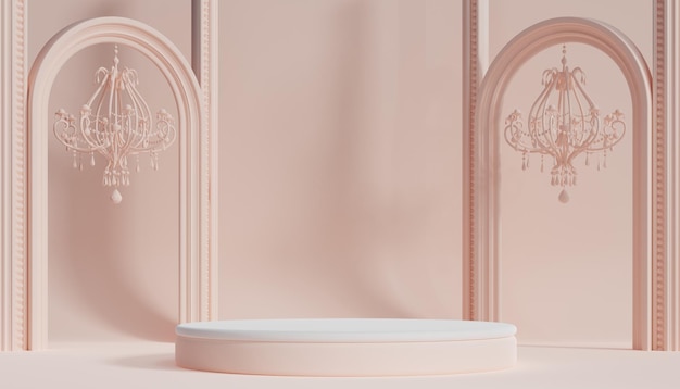 3d luxury podium with roman column for product background podium classic style.